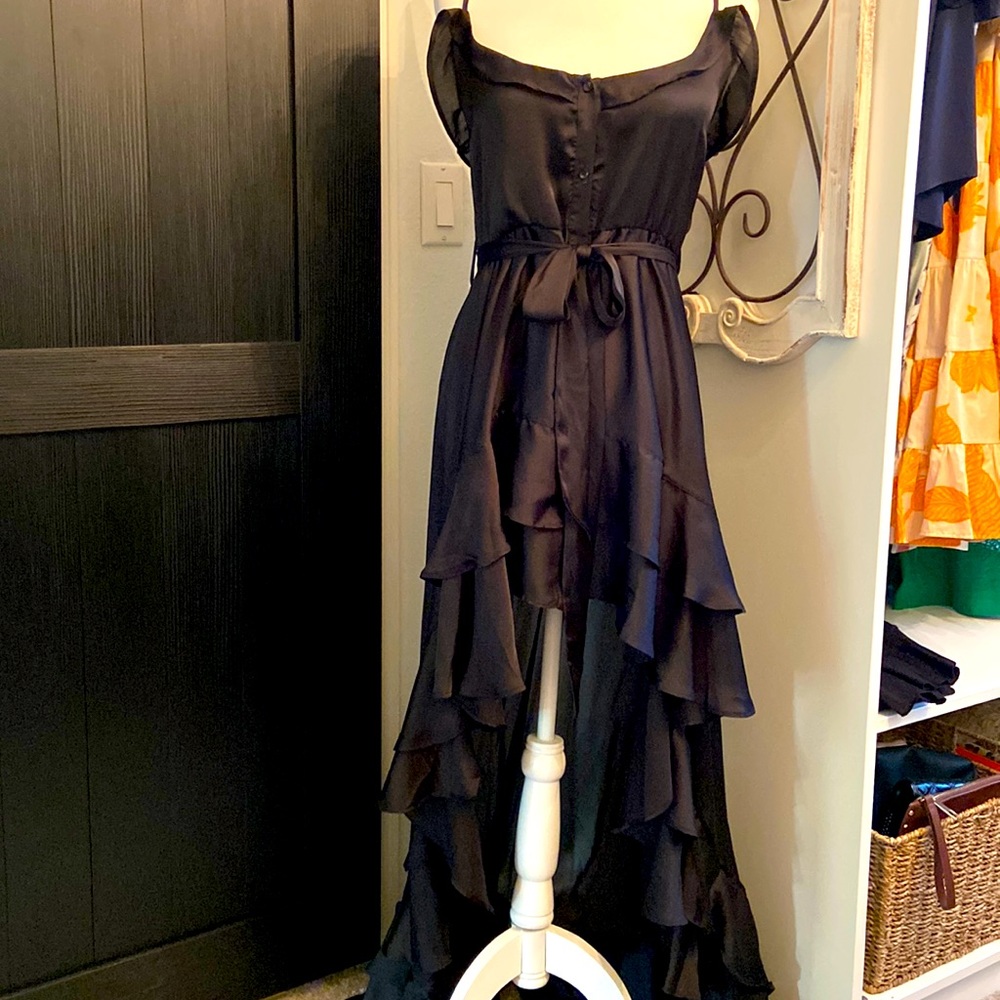 Little black high/low ruffle dress
